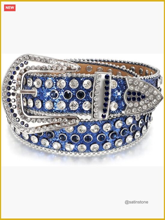 Bling Western Cowgirl Cowboy Studded Faux Leather Belt Diamond Waist Belt for main image 4